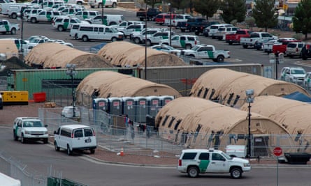 Tents at a temporary holding facility for migrants that has been in use since early May in El Paso, Texas.