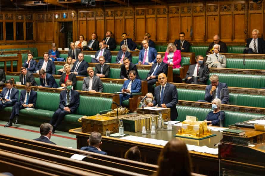 Government benches during Javid’s statement today.
