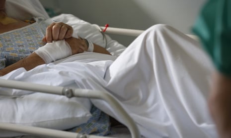 A patient in a hospital bed