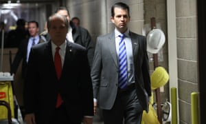 Donald Trump Jr arrives at the Senate office building on Wednesday on Capitol Hill in Washington DC.