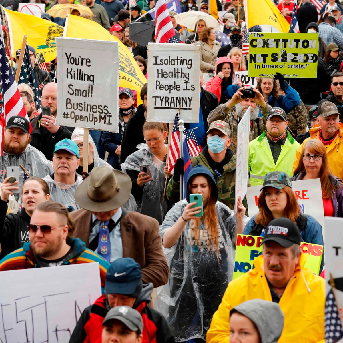 Michigan Trump Says Whitmer Should Make A Deal With Protesters Us News The Guardian