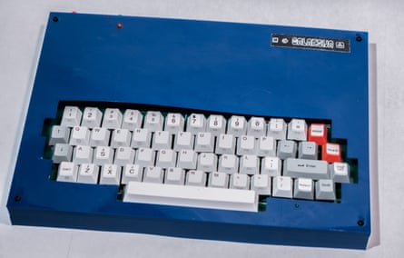 A Galaksija computer housed in a blue case