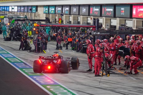 Verstappen in the pits.