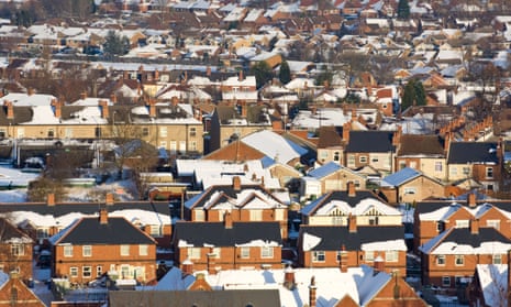 Roofs show how warmth has melted snow in poorly insulated homes