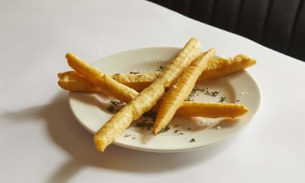 Panisses at Sessions Arts Club: ‘Long, crisp, delicious churros seasoned with lemon thyme and sea salt.’