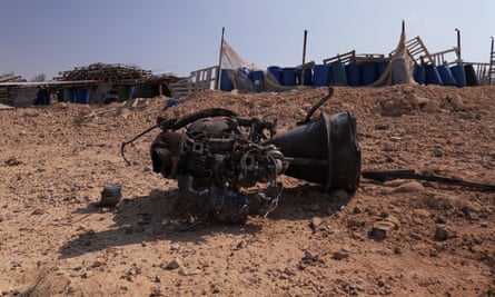 The remains of a rocket booster