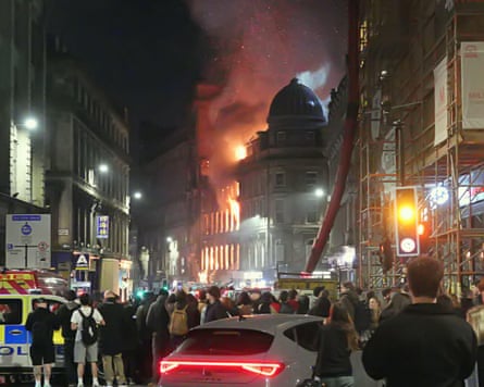 People watching the fire in Glasgow.