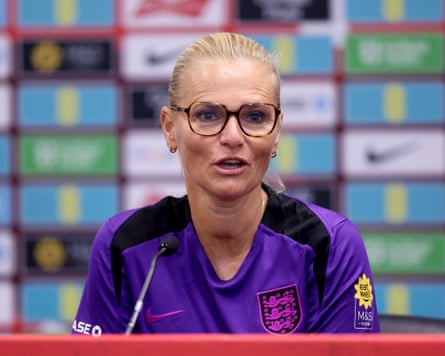 England manager Sarina Wiegman speaks to the media at St George’s Park