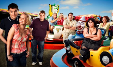 Gavin and Stacey (left to right): Mat Horne, Joanna Paige, James Corden, Larry Lamb, Alison Steadman, Rob Brydon, Ruth Jones and Melanie Walters.=
