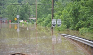 High water in Elkview, West Virginia, when the state saw rainfall of 25cm on 24 June 2016.