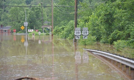 High water in Elkview, West Virginia, when the state saw rainfall of 25cm on 24 June 2016. 