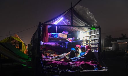 Protesting farmers in their tractor trolley at the Delhi-Haryana state border in Singhu on 10 December 2020