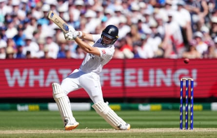 Jacob Bethell hits out during the fourth Test in Melbourne.