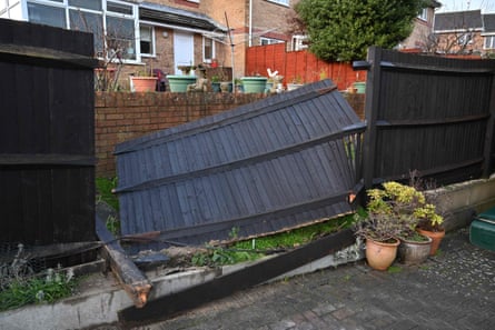 A damaged section of fence