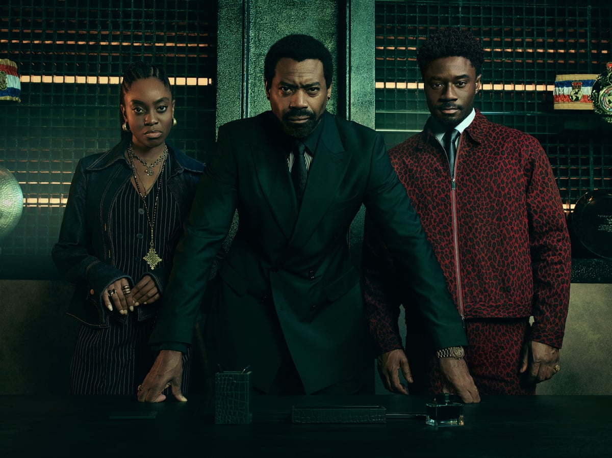 Nicholas Pinnock as Kingsley, Charles Babalola as Zeek and Anita-Joy Uwajeh as CeCe in Fightland.