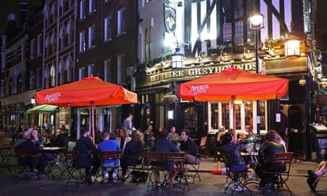 Late-night drinkers  in Soho, London