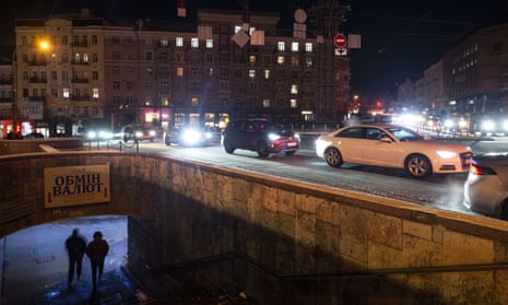 The dark streets of Kyiv on 11 January, 2023.