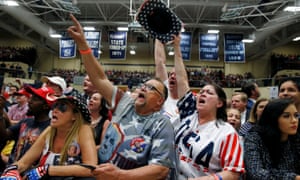 Supporters cheer President Donald Trump during a rally in Indiana.