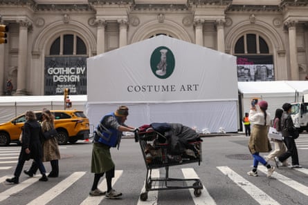 People walk outside the Metropolitan Museum of Art before Monday’s gala.
