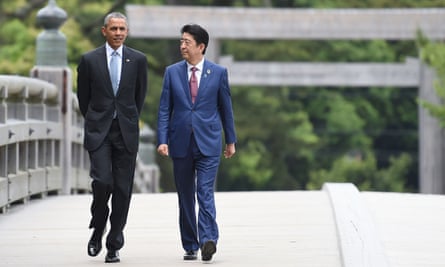 Obama and Shinzo Abe at the shrine.