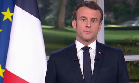 Emmanuel Macron delivers his new year address during a televised address to the nation from the Elysee Palace in Paris