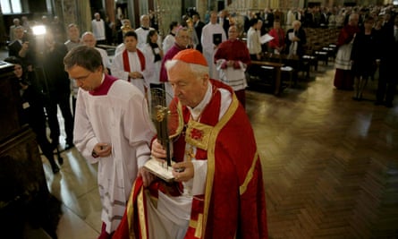 Archbishop of Westminster Cardinal Vincent Nichols at Westminster Cathedral in London.