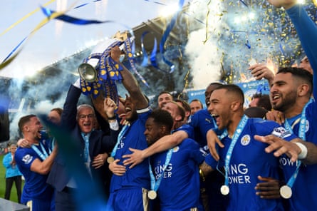 Leicester’s title celebrations last season.