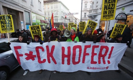 Demonstrators protest against Norbert Hofer