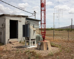 In the kill zone of the radio tower with the dungeon in the background in Willcox, AZ on May 9th 2019.