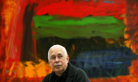 Howard Hodgkin in front of Home, Home on the Range at the opening of his exhibition at the Gagosian Gallery in London in 2008.