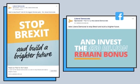 Two Liberal Democrat Facebook adverts
