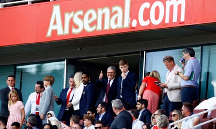 Keir Starmer in the stands at an Arsenal game.