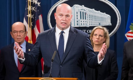 The acting attorney general, Matthew Whitaker, during a news conference. 