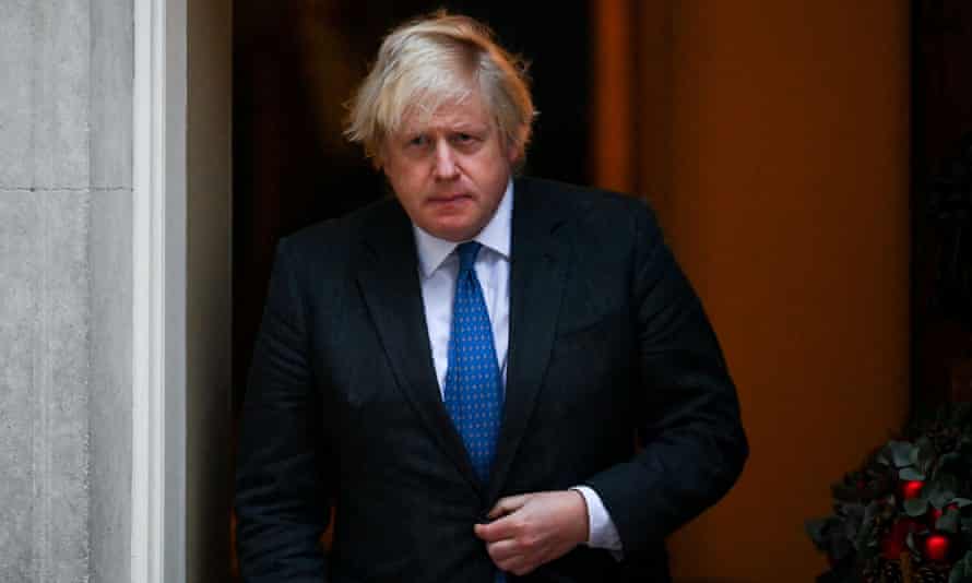 British Prime Minister Boris Johnson leaves Downing Street.