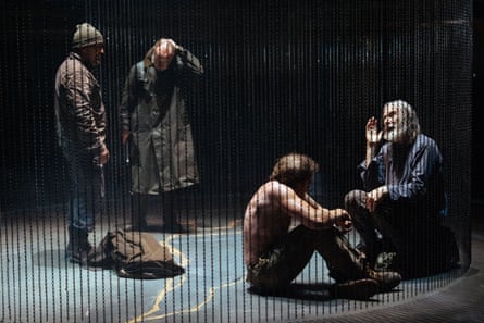 l to r Jason Done (Kent), Jonathan Slinger (Gloucester), Tom Varey (Edgar) and David Threlfall (King Lear).