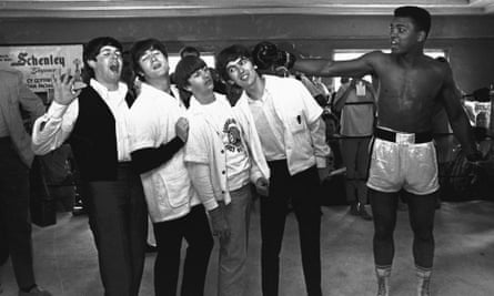 With the Beatles in Florida in February 1964, where the band and the boxer were appearing on the Ed Sullivan Show.