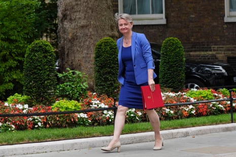 Health secretary Yvette Cooper walks past journalists and camera crews as she arrives in Downing Street.