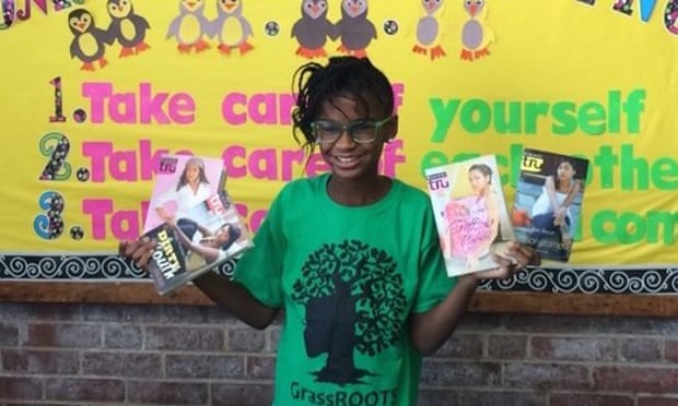 Marley Dias, with some of the #1000blackgirlbooks.