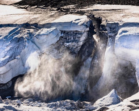 Meltwater flows from the Greenland ice sheet into the Baffin Bay