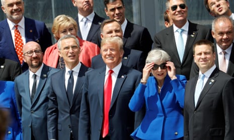 Donald Trump and Nato leaders at summit in Brussels.
