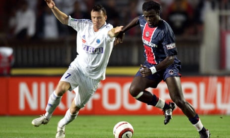 Modeste M'Bami in action for Paris Saint-Germain against Strasbourg in Ligue 1 in 2005