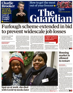 Guardian front page, Wednesday 13 May 2020