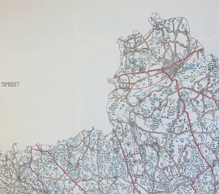 One quarter of Catherine’s Speakman's map of Dorset.
