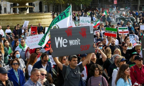 Protestors in London following the death of Mahsa Amini, 29 October 2022
