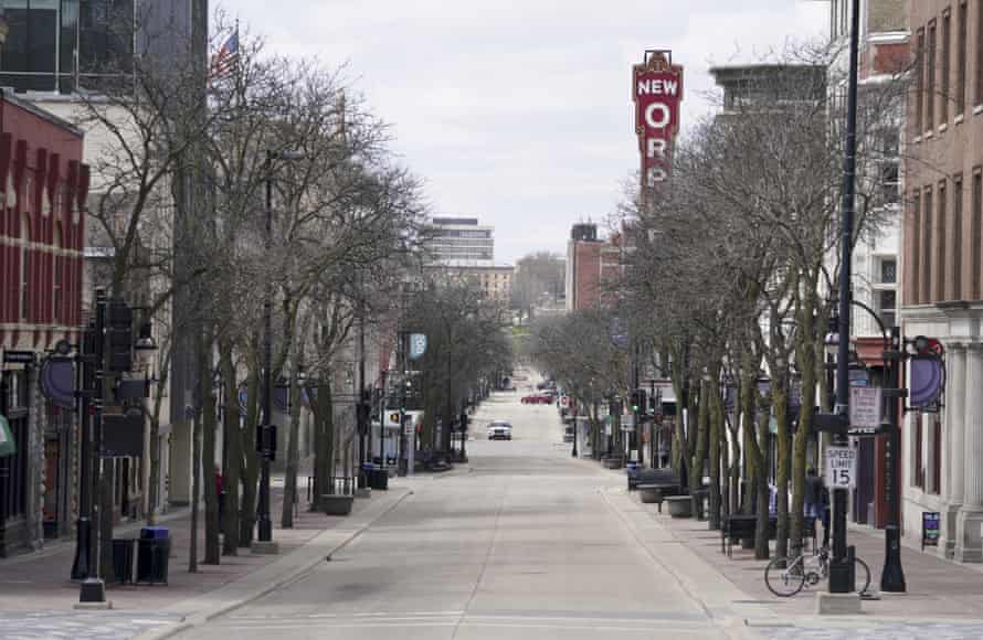 State Street in Madison, left mostly empty by the coronavirus pandemic.