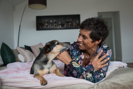 Fatima Whitbread with her dog, Bertie