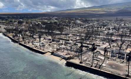 An aerial view of Lahaina on Friday.