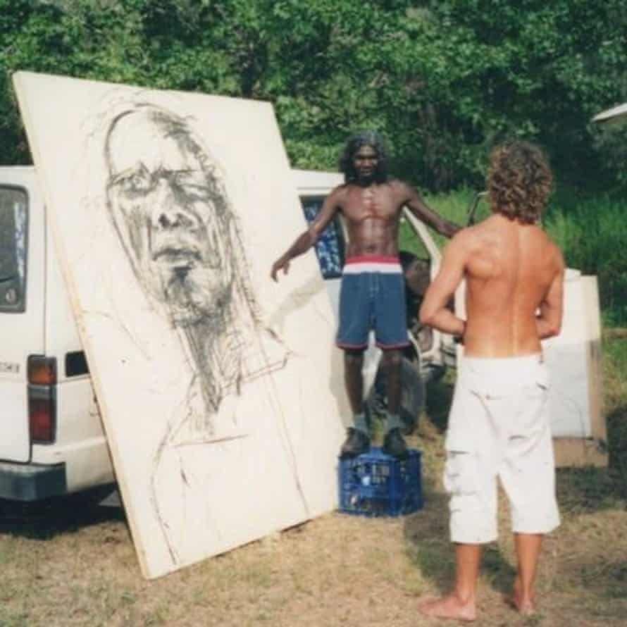 Craig Ruddy painting David Gulpilil at the Colo River in 2004
