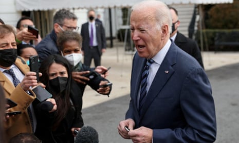 The US president, Joe Biden, speaking to the news media on Thursday about the situation in Ukraine
