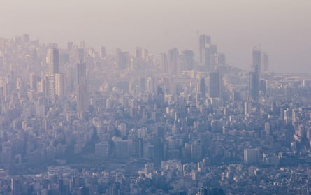 General view of Beirut, Lebanon, enveloped in a haze of air pollution.